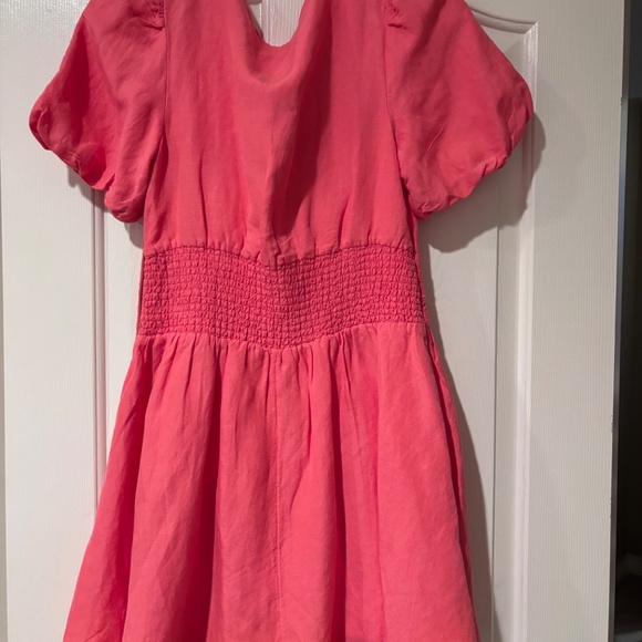 Anthropologie Short Coral color dress with puff sleeves - Picture 4 of 6